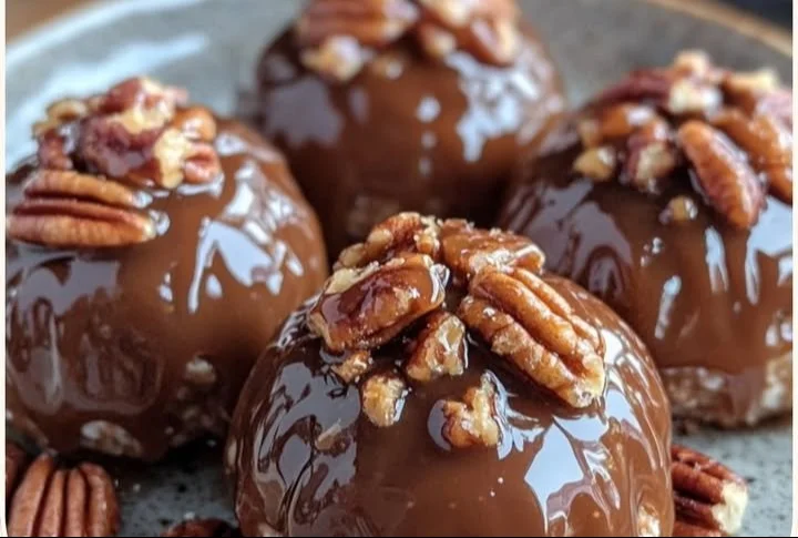Delicious Caramel Pecan Bites made with cottage cheese and peanut butter