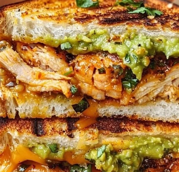 Delicious Chicken Avocado Melt Sandwich with melted cheese and fresh ingredients