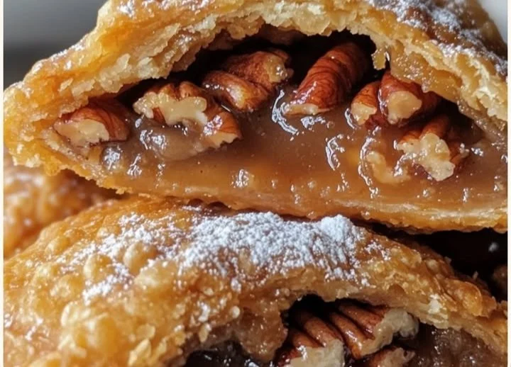 Deep fried pecan pies in a golden crispy crust