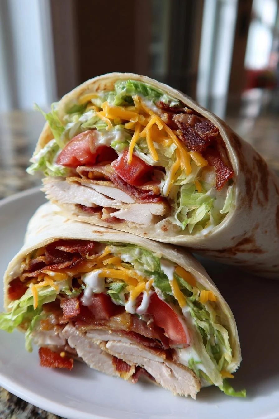Delicious Turkey Ranch Club Wrap with fresh veggies and turkey slices